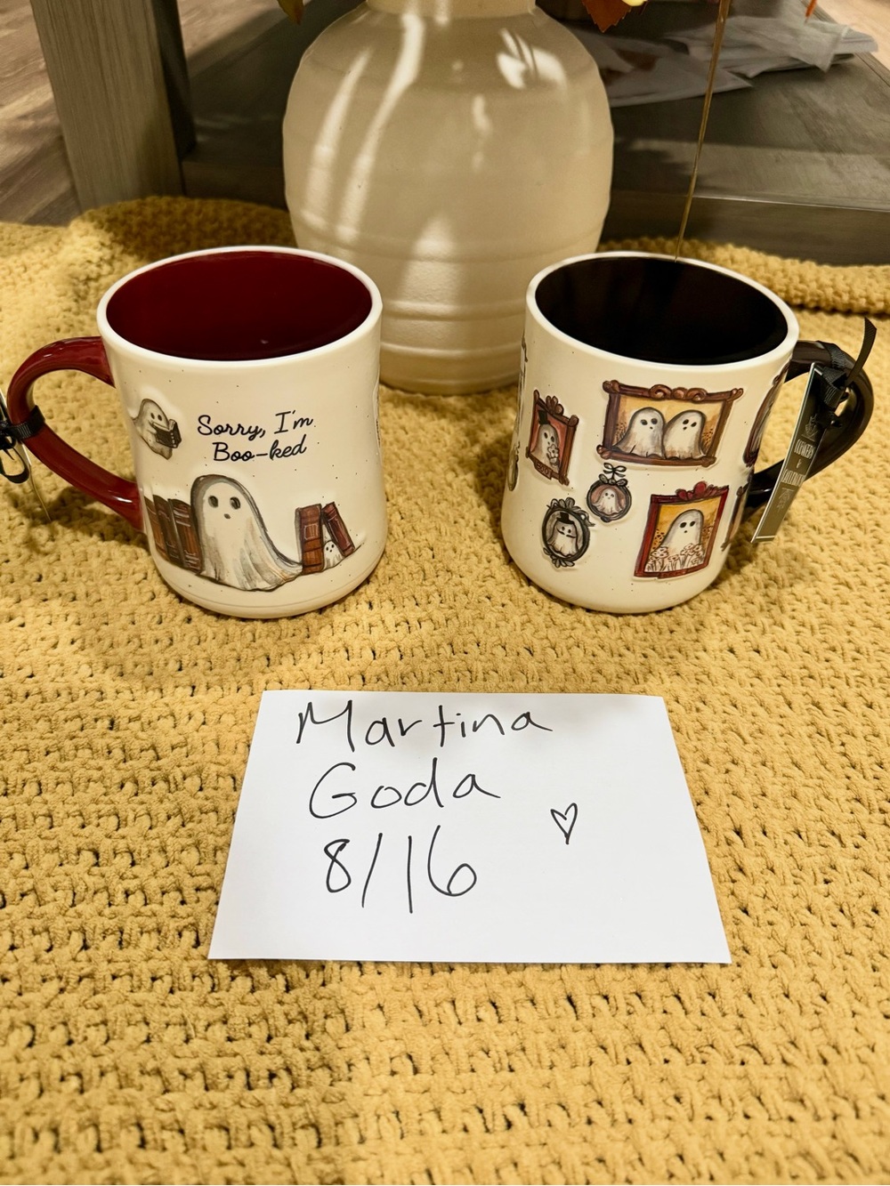 Viral Cobwebs and Cauldrons Ghosts Reading Mugs NWT SET OF 2